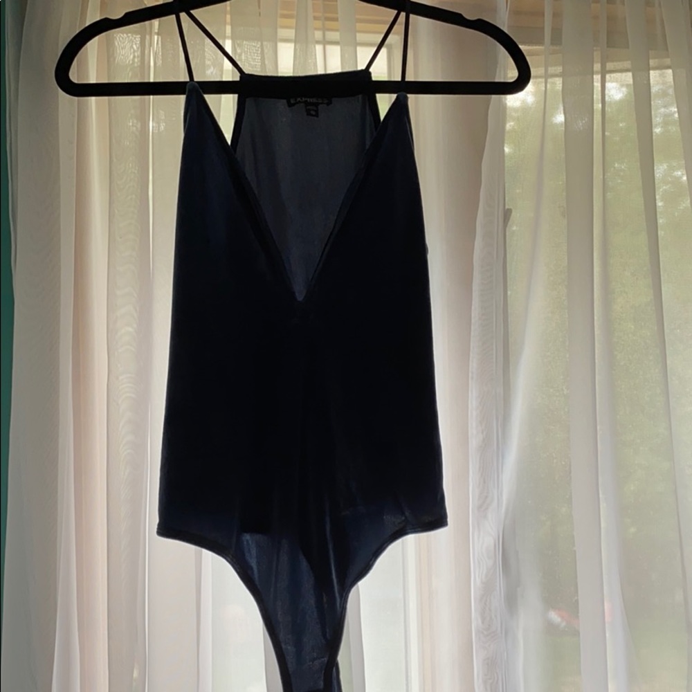 Blue velvet body suit